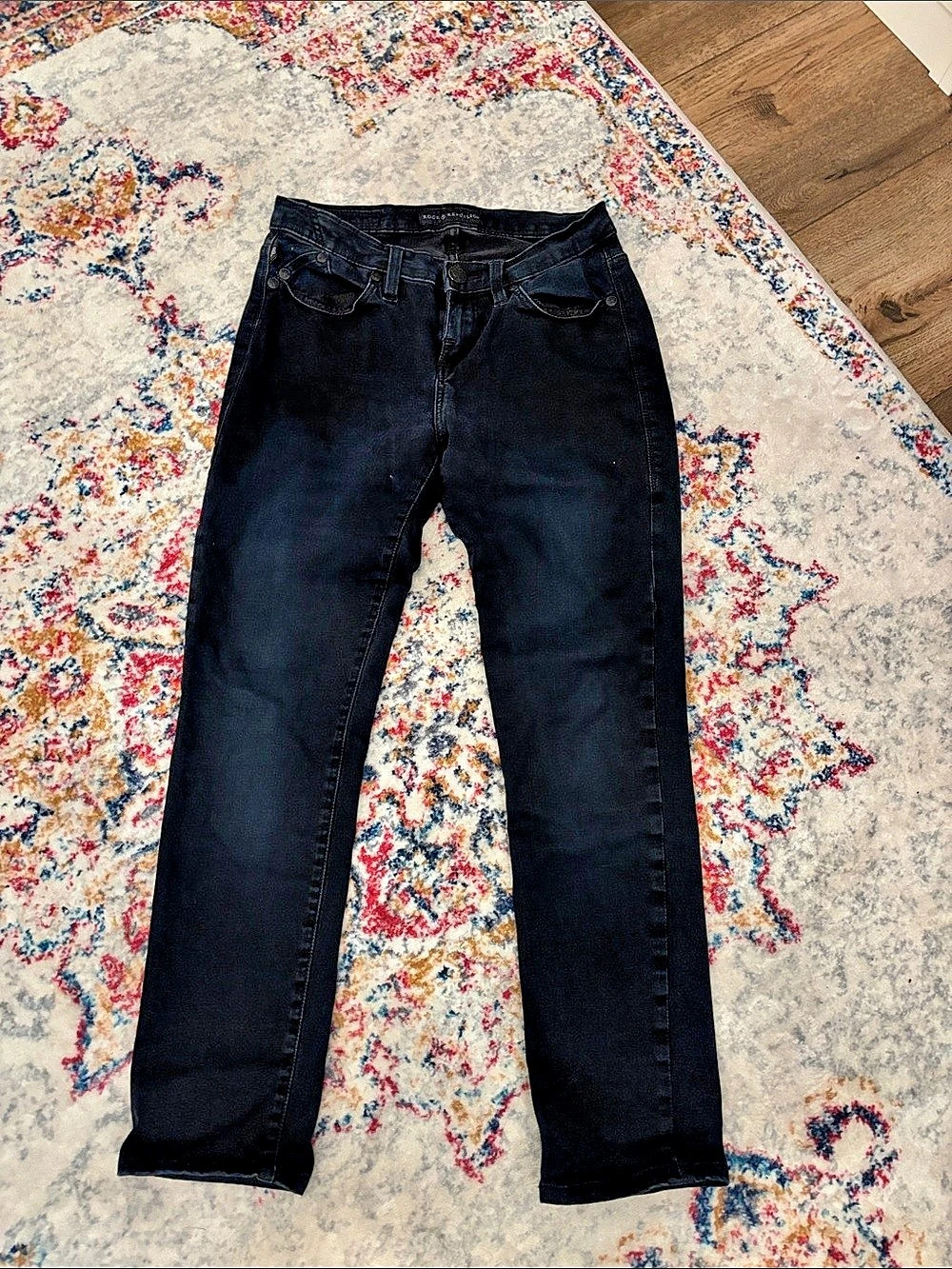 Rock & Republic Straight Leg Black Jeans Waist 8